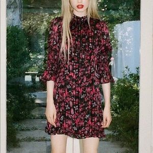 Urban Outfitters Missy Mock Neck Mini Dress In Metallic Floral Size Medium